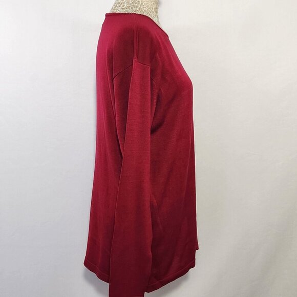 August Silk Women's Size Large Fuchsia Round Neck Silk Pullover Sweater Career - Picture 8 of 13